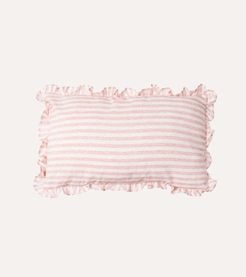 Cojín Rectangular Vichy Rayas con Fleco de Poliéster y Algodón