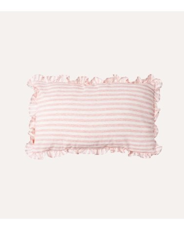Cojín Rectangular Vichy Rayas con Fleco de Poliéster y Algodón