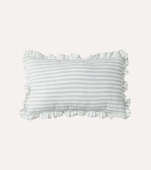 Cojín Rectangular Vichy Rayas con Fleco de Poliéster y Algodón