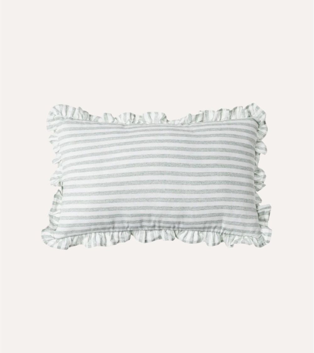 Cojín Rectangular Vichy Rayas con Fleco de Poliéster y Algodón