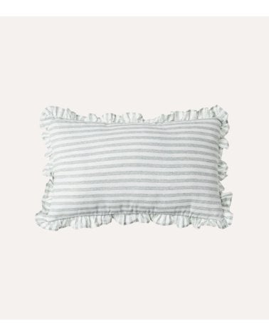 Cojín Rectangular Vichy Rayas con Fleco de Poliéster y Algodón