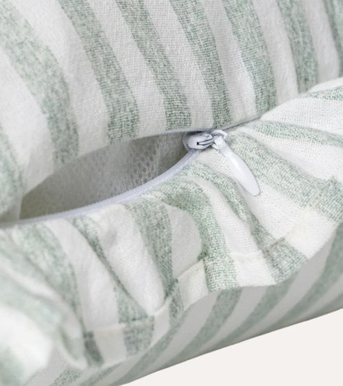 Cojín Rectangular Vichy Rayas con Fleco de Poliéster y Algodón