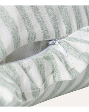 Cojín Rectangular Vichy Rayas con Fleco de Poliéster y Algodón