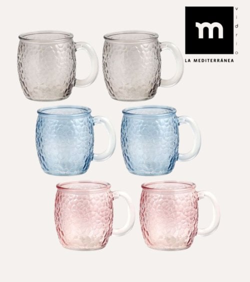 Set de 6 Tazas Stones de Vidrio Tallado