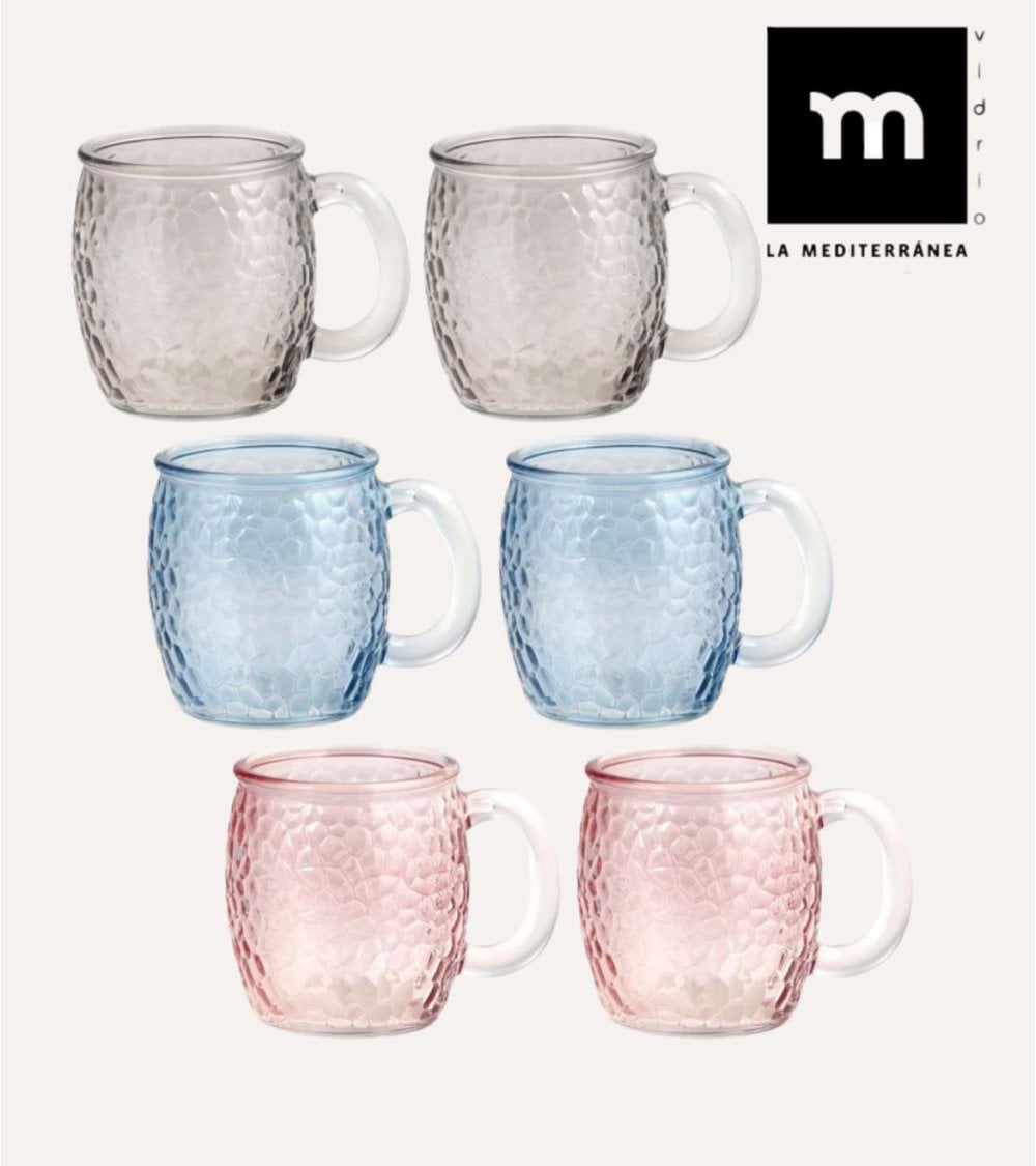 Set de 6 Tazas Stones de Vidrio Tallado