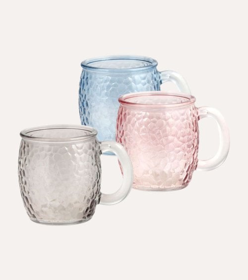 Set de 6 Tazas Stones de Vidrio Tallado