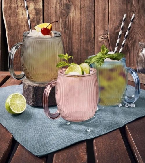 Set de 6 Tazas Stripes de Vidrio Tallado