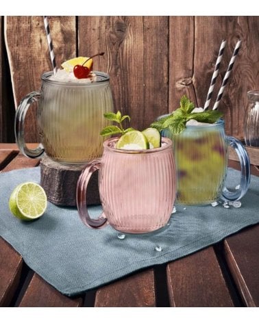 Set de 6 Tazas Stripes de Vidrio Tallado