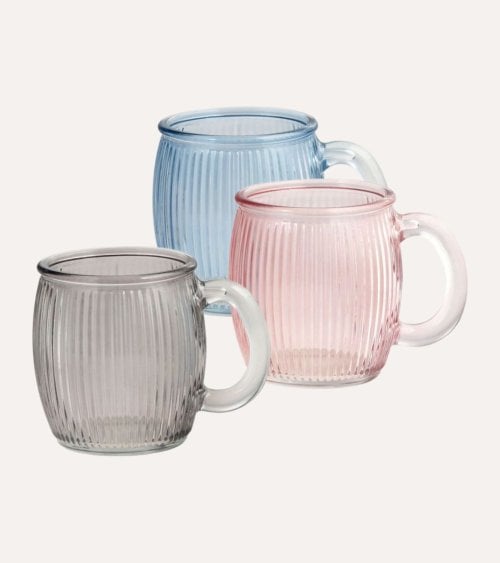 Set de 6 Tazas Stripes de Vidrio Tallado