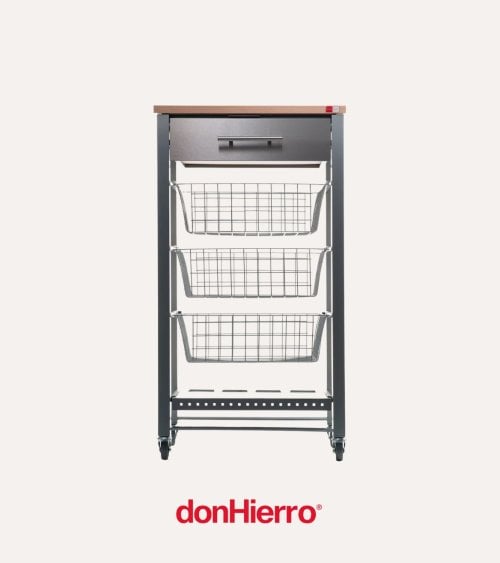 Carro Auxiliar April con 3 Cestas y Un Cajón de Metal