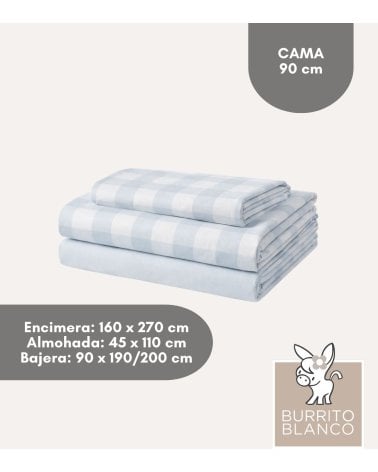 Juego de Sábanas Vichy de 50% Algodón y 50% Poliéster