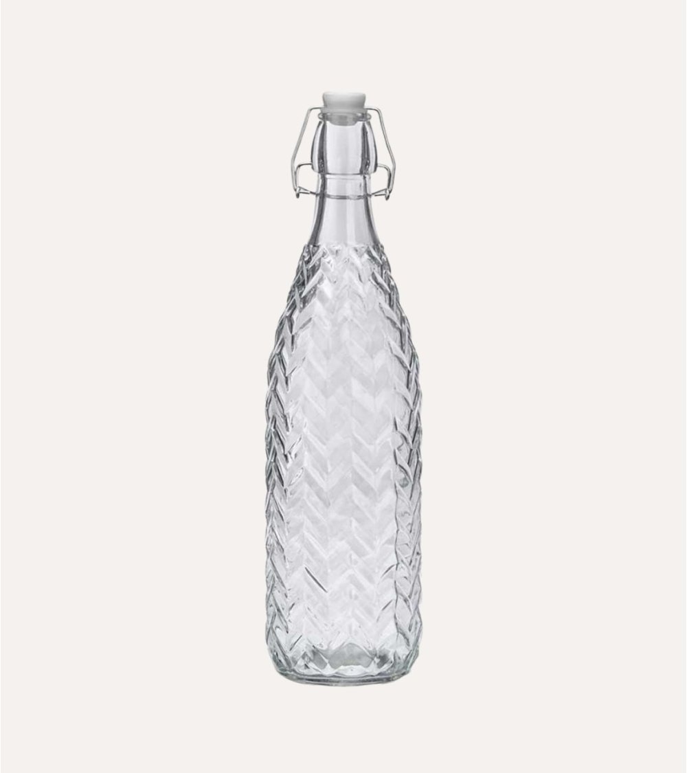 Botella Zig Zag de Vidrio Tallado