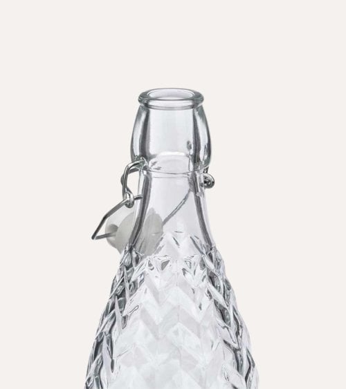 Botella Zig Zag de Vidrio Tallado