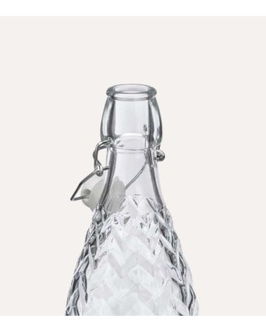 Botella Zig Zag de Vidrio Tallado