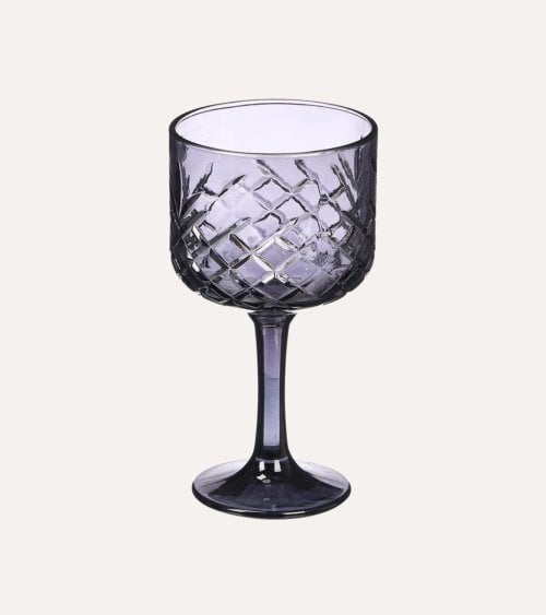 Set de 6 Copas Troquelada de Vidrio Tallado