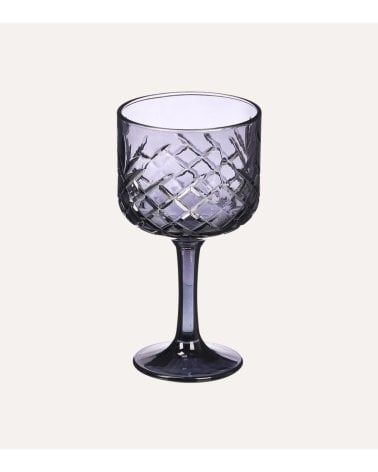 Set de 6 Copas Troquelada de Vidrio Tallado