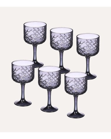 Set de 6 Copas Troquelada de Vidrio Tallado
