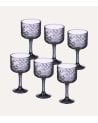 Set de 6 Copas Troquelada de Vidrio Tallado