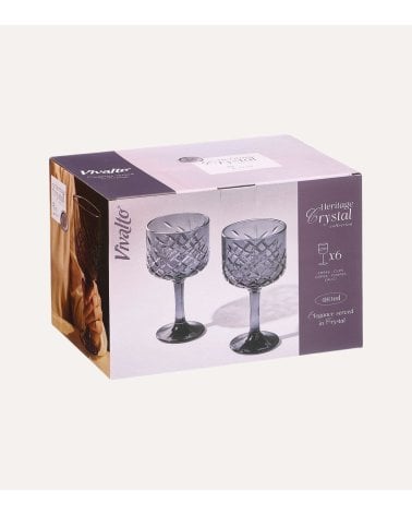 Set de 6 Copas Troquelada de Vidrio Tallado