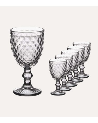 Set de 6 Copas de Vino Diamond de Cristal Tallado