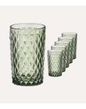 Set de 6 Vasos Diamond Recto de Vidrio Tallado