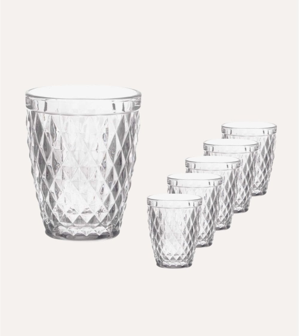 Set de 6 Vasos Diamond de Vidrio Tallado