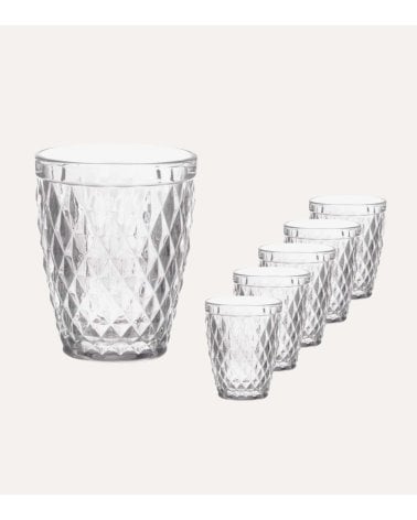 Set de 6 Vasos Diamond de Vidrio Tallado