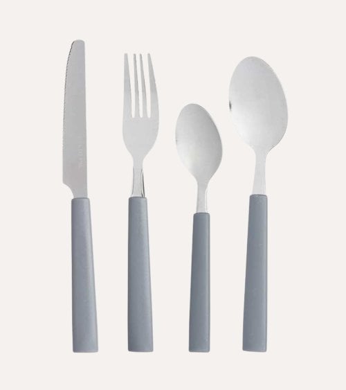 Set de 16 Cubiertos Simply de Metal y Plástico