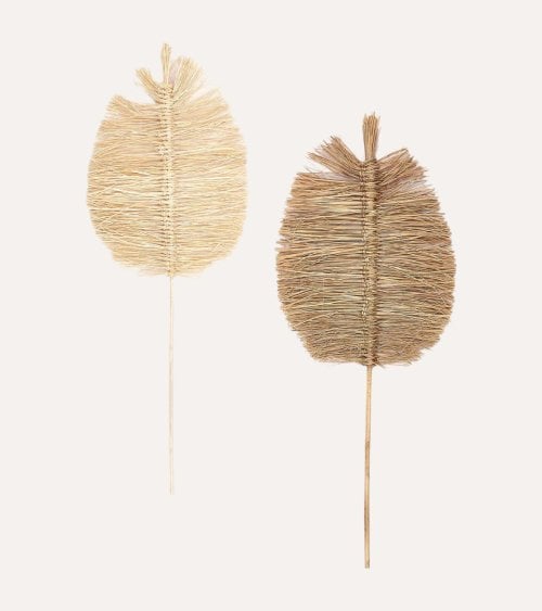 Rama Decorativa Palma Tejida de Ratán y Bambú