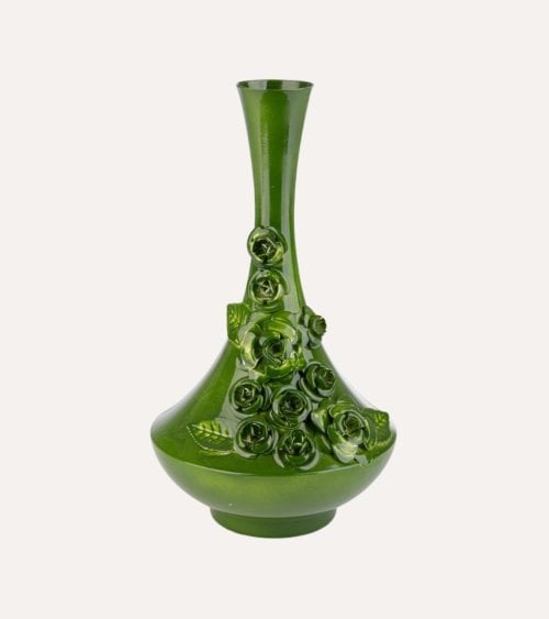 Jarrón Rosas Meknes de Acero Barnizado