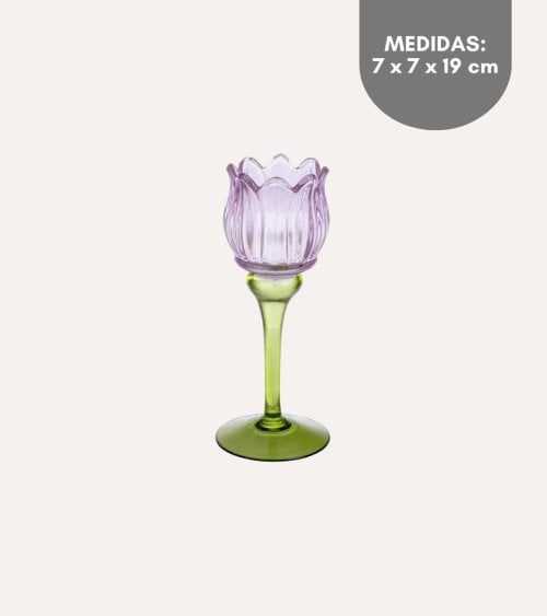 Portavelas Tulipán Mathilda de Vidrio Tintado