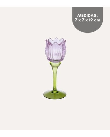 Portavelas Tulipán Mathilda de Vidrio Tintado