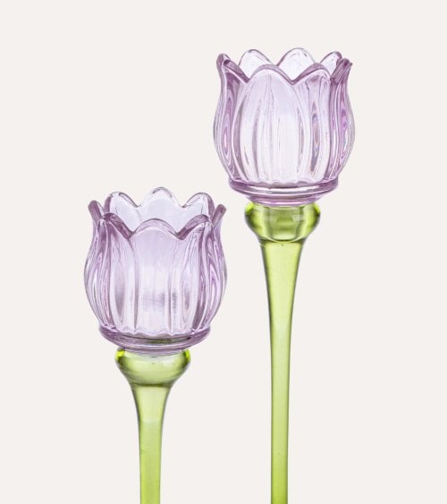 Portavelas Tulipán Mathilda de Vidrio Tintado
