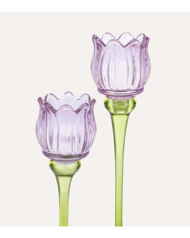 Portavelas Tulipán Mathilda de Vidrio Tintado