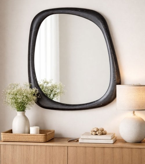 Espejo de Pared Irregular Otilia Chapado en Madera de Roble