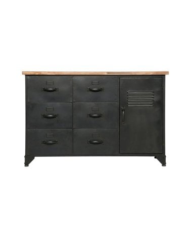 Cómoda Negra de Una Puerta y Seis Cajones Cierna-3