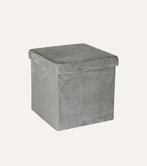Puff Plegable Efecto Terciopelo de MDF y Poliéster