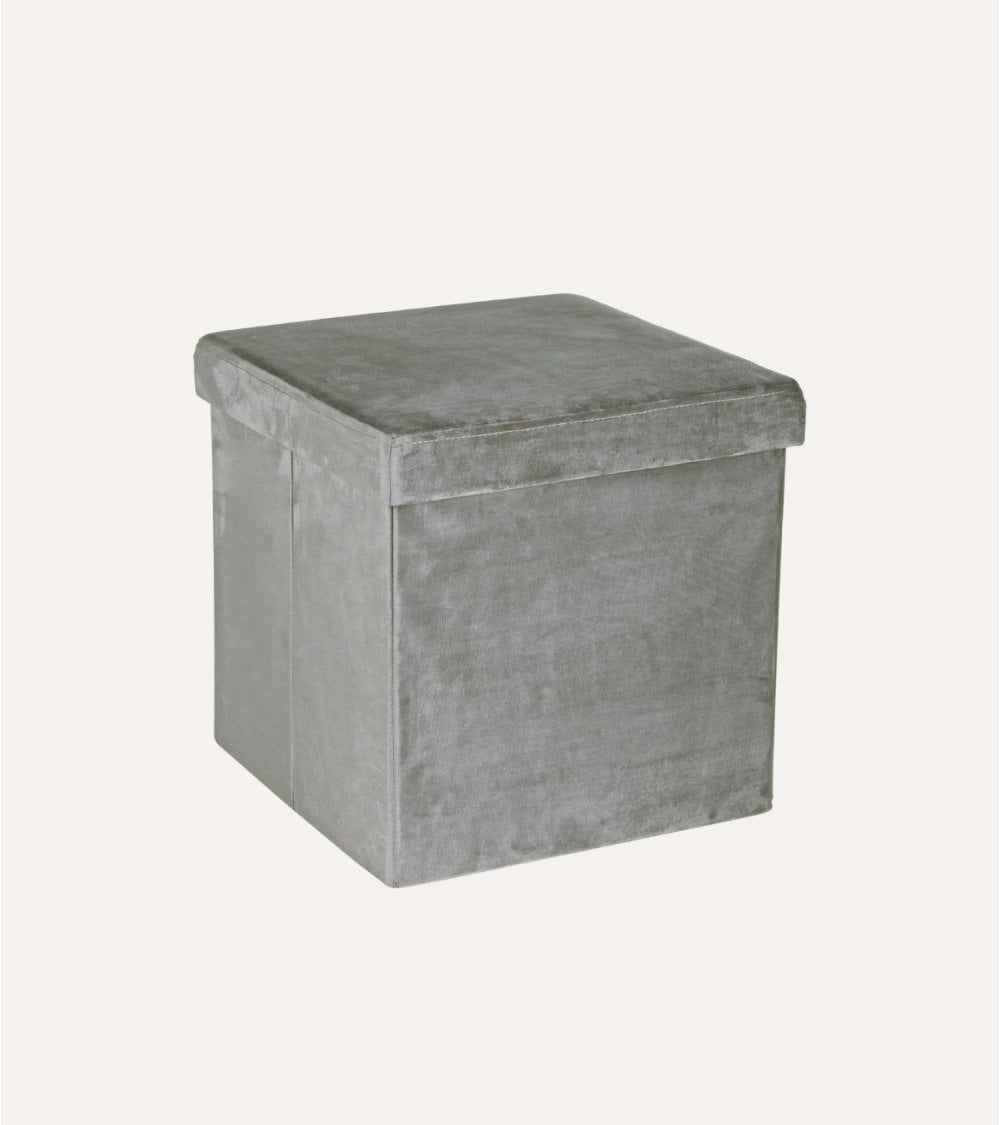 Puff Plegable Efecto Terciopelo de MDF y Poliéster