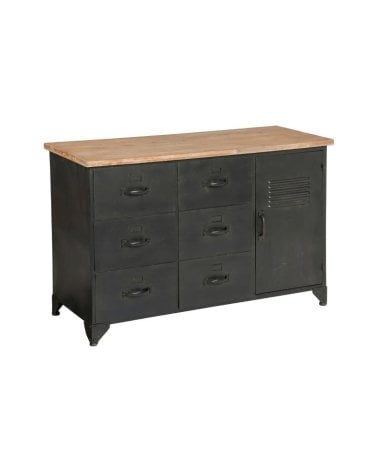 Cómoda Negra de Una Puerta y Seis Cajones Cierna-4