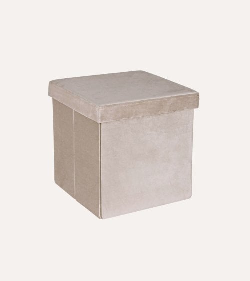 Puff Plegable Efecto Terciopelo de MDF y Poliéster