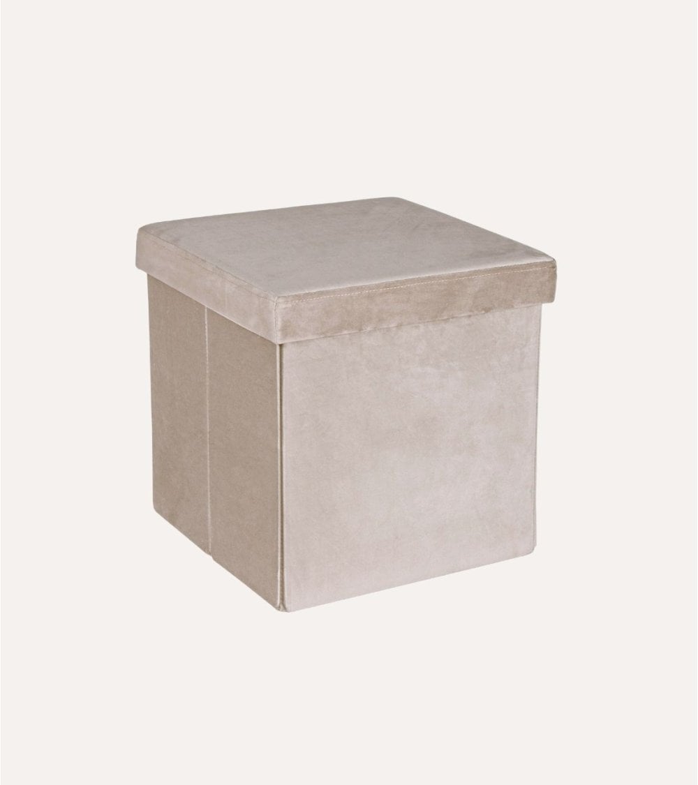 Puff Plegable Efecto Terciopelo de MDF y Poliéster