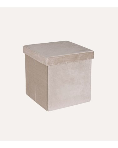 Puff Plegable Efecto Terciopelo de MDF y Poliéster
