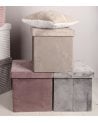 Puff Plegable Efecto Terciopelo de MDF y Poliéster