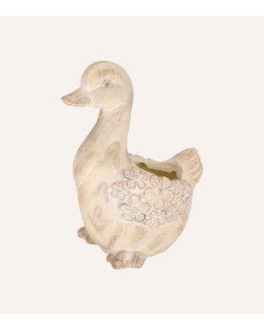 Macetero Pato con Efecto Madera de Magnesia