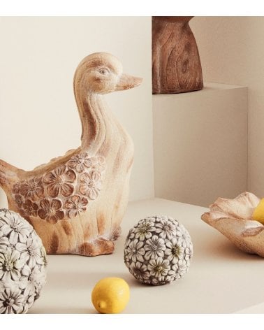 Macetero Pato con Efecto Madera de Magnesia