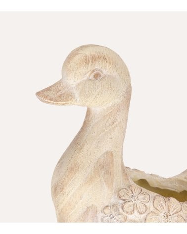 Macetero Pato con Efecto Madera de Magnesia