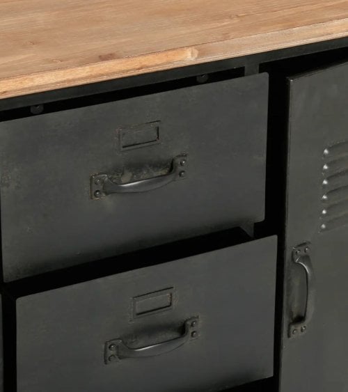 Cómoda Negra de Una Puerta y Seis Cajones Cierna-6