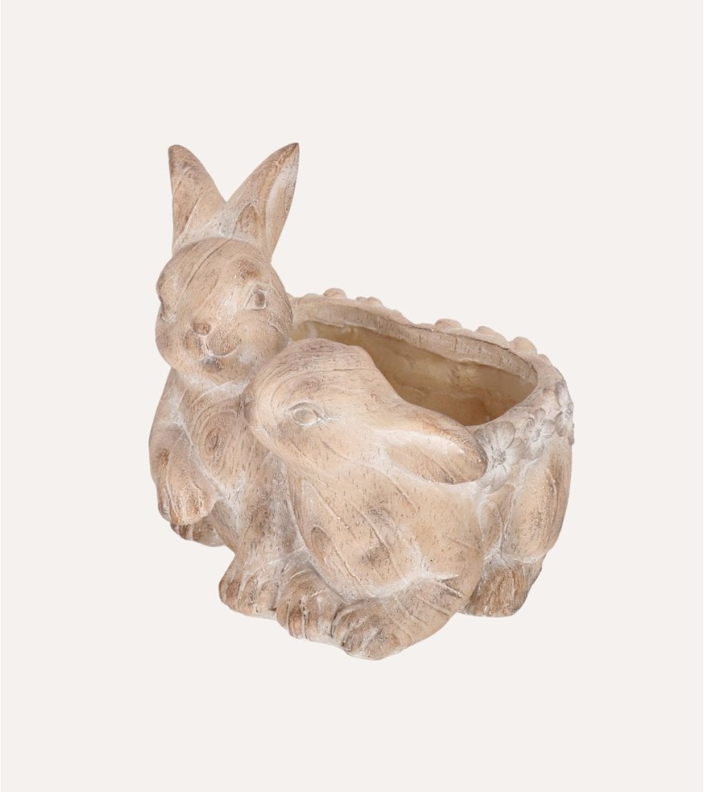 Macetero Conejos con Efecto Madera de Magnesia