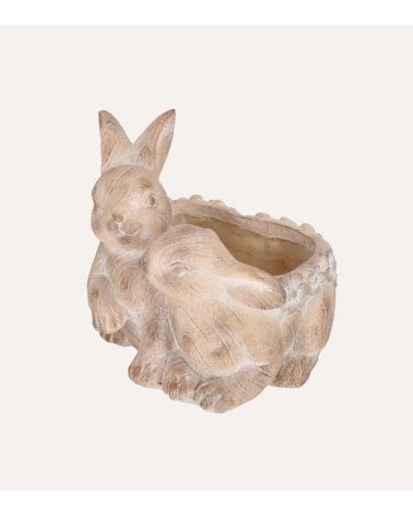 Macetero Conejos con Efecto Madera de Magnesia