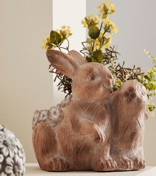 Macetero Conejos con Efecto Madera de Magnesia
